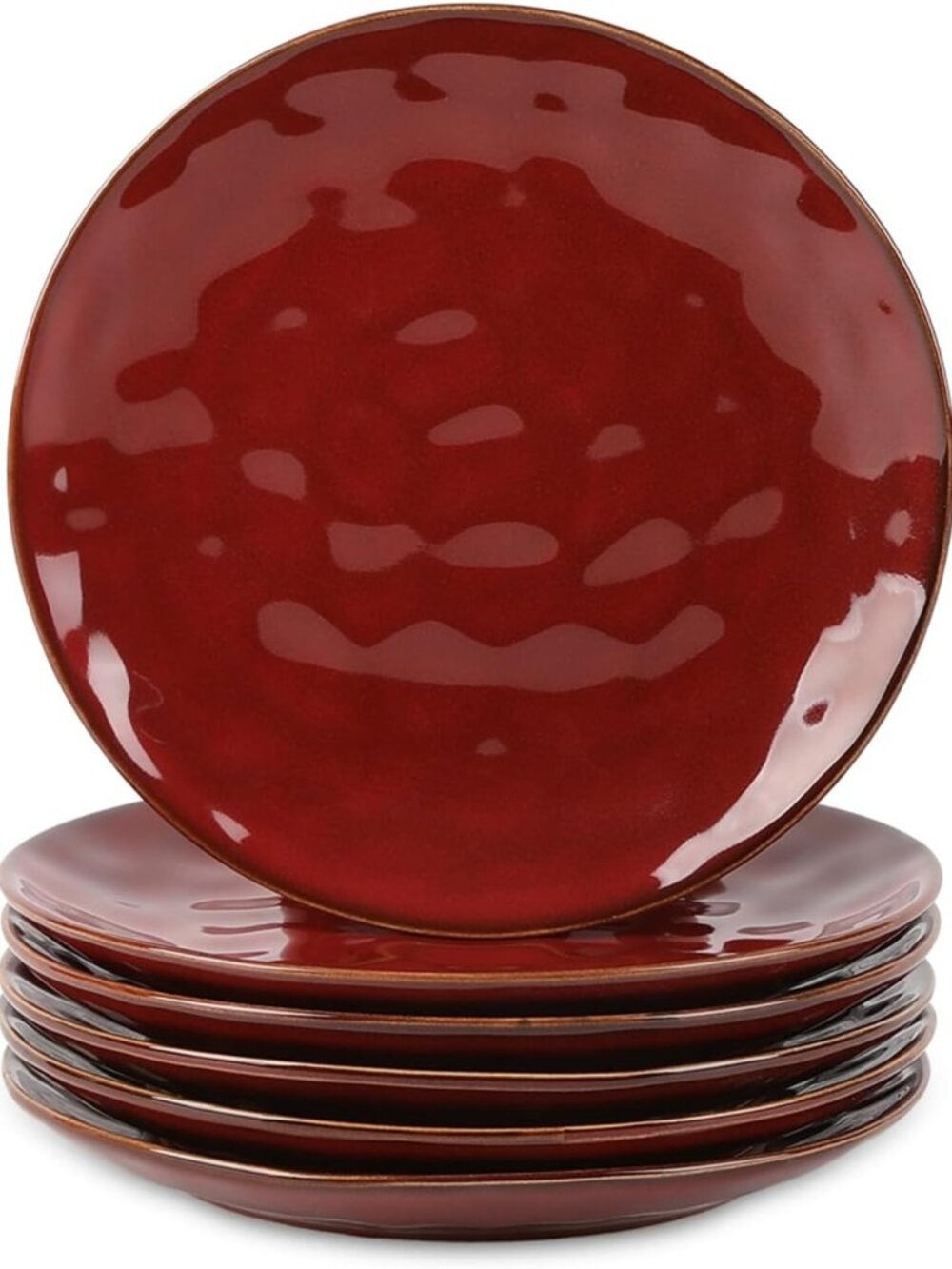 Set of 6 Ceramic Dessert Plates - 8" Round, Microwave & Dishwasher Safe, Scratch